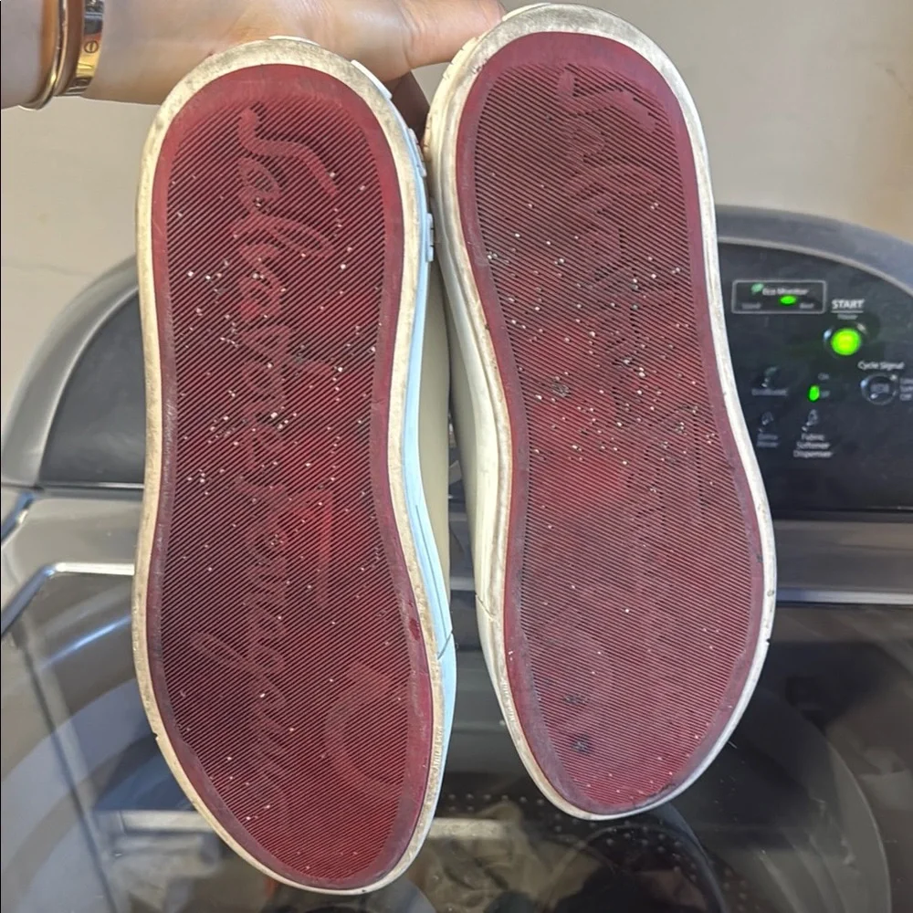 Salvatore Ferragamo White Leather Sneakers with Red Accents